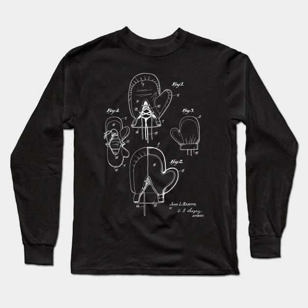 Boxing Glove Cover Vintage Patent Hand Drawing Long Sleeve T-Shirt by TheYoungDesigns